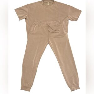 Lates By Kate Jet-Setter Jogger Set Short Sleeve Cocoa Size Medium
